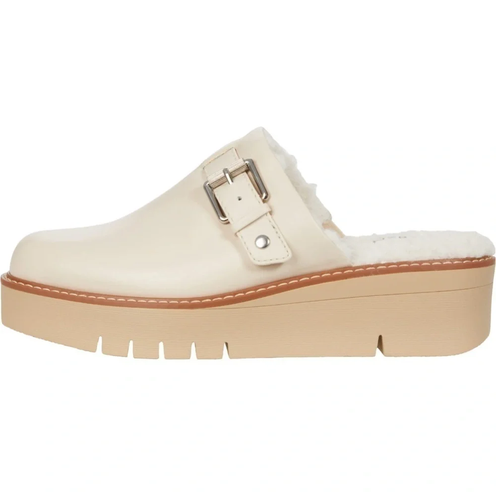 Naturalizer Women’s Sz 10 Slip On Leather Fur Shoe in Porcelain Winter Fall NWT